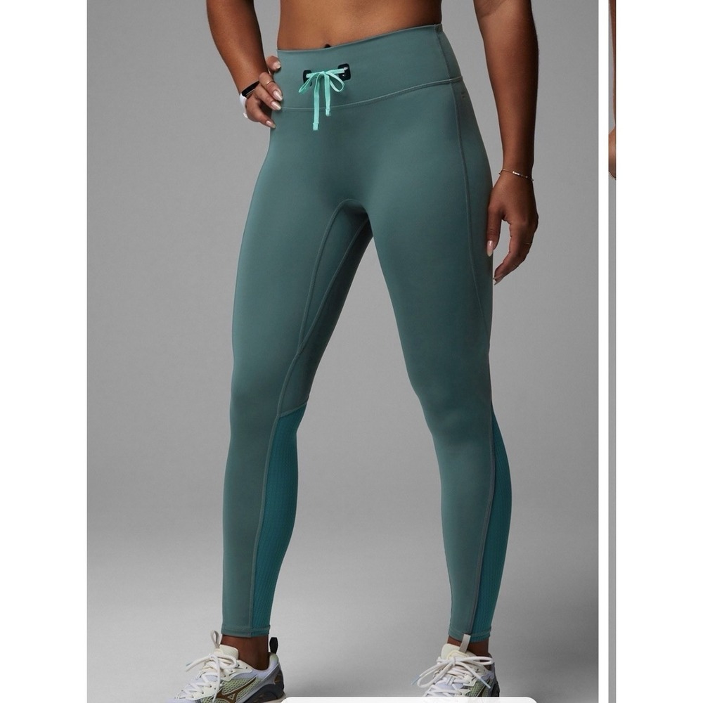 $78 Fabletics Stride 9 Motion365+ High-Waisted Leggings Workout Pants XS Teal